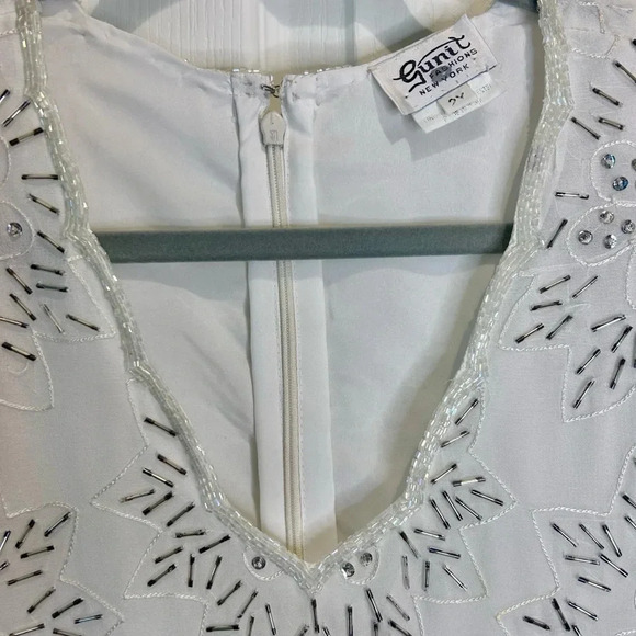 🤍”Gunit Fashions” Vintage White Beaded Tunic w/ “Snowflake” Pattern Size 2X 🩶 - Picture 3 of 17